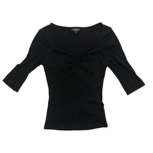 3/$25 ❥ Topshop 3/4 Length Sweetheart Neckline Tee Black Lightweight Crop Size 4